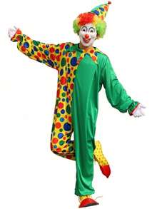 2PCS/Men's Clown Costume Set, Adult Multi-Color Funny Circus Clown Outfit, Halloween, Carnival, Cosplay Party Costume - Multicolor - View 2