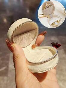 1pc Highly Attractive Shiny Artificial Rhinestone Makeup Storage Box, False Eyelashes, Earrings, Rings, Bracelets Organizer Bag, Travel Portable Keychain Coin Purse, Gift - Silver - View 3