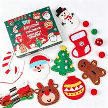 DIY Christmas Felt Sewing Kit, 8 Pack Hand-Sew Craft Ornaments With Random Color Needles, Random Color Sewing Thread & Random Color Bead Chains, Ideal Holiday Gift For Boys Girls - Multicolor - View 2