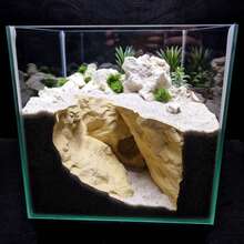 Thin Wall-Mounted Wave Rock Cave | Space-Saving Design | Waterproof Material | Suitable For Fish, Gecko, Chameleon, Lizard | Reptile Tank Side Decor - Champagne - View 6