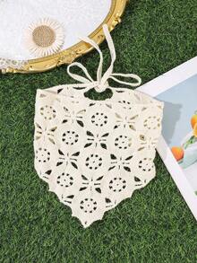 1pc Solid Color Children's Crochet Triangle Headscarf, Hollow Floral ...