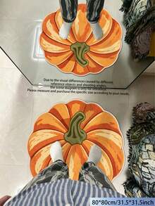 1件裝秋季感恩節南瓜印花地毯，可水洗不對稱區域地毯，適用於客廳、臥室、餐廳、廚房、浴室、玄關、宿舍、門廊、洗衣房、步入式衣櫥，客廳地毯、臥室地毯、床邊地毯、沙發墊、房間入口墊、浴室墊、廚房墊，家居裝飾地毯，創意房間裝飾地毯，秋季裝飾，感恩節裝飾 - 亮橙色 - 查看 14