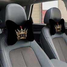 1pc/2pcs Car Headrest Pillow, Crown Print, Practical And Aesthetic, Made Of Polyester Fiber And Polypropylene Fiber, Car Neck Pillow, Car Interior Accessory, All-Season Bone-Shaped Pillow - Headrest - View 9
