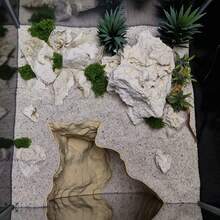 Thin Wall-Mounted Wave Rock Cave | Space-Saving Design | Waterproof Material | Suitable For Fish, Gecko, Chameleon, Lizard | Reptile Tank Side Decor - Champagne - View 1