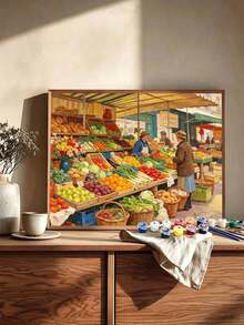 Adult & Beginner Digital Oil Painting Kit, Vegetable Stall, Easy Acrylic Painting Supplies (Includes Brushes & Paints), Suitable For Home Decor, Ideal Gift For Holiday. - Sets - View 2
