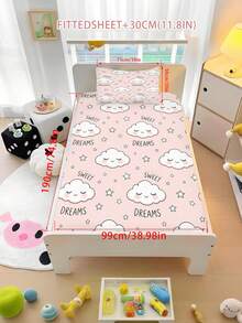 2/3 PCS Set Sprei Fitted Motif Awan Tersenyum Merah Muda, Lembut dan Bernapas, Cocok untuk Semua Musim, Ukuran Twin/Full/Queen, 100% Poliester, Dapat Dicuci dengan Mesin - MultiWarna - View 15