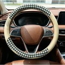 1pc Fashion Houndstooth Pattern Inner Ring Car Steering Wheel Cover, Car Interior Accessories, Car Decoration - Multicolor - View 15