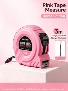 1Pc Retractable Tape Measure, Compact Design Feature Steel & Plastic Material, Minimalist Cute Style Pink Color Portable Size Dual Lock Detail Measuring Ruler For Home Craft DIY - Pink Tape Measure - View 13