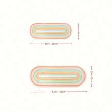 1pc Plush Rainbow Striped Area Rug - Soft Machine Washable Carpet For Bedroom, Living Room And Home Decor - Multicolor - View 8