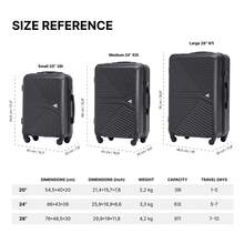 W WINGS Travel Suitcase Set 3 Pcs | Cabin, Medium And Large Hard Shell Luggage With TSA Lock, Telescopic Handle And Wheels - Black - View 7