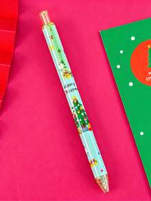 6/1pc Christmas Cartoon Click Neutral Pen 0.5mm Black, Santa Claus Reindeer Christmas Tree Pattern, Student Holiday Gift Writing Pen, Suitable For Festive Holiday Gift Giving - Multicolor - View 5