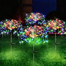 Solar Powered Fireworks Lights Outdoor Garden Decor, Support Warm And Colorful Light Effects, Available In 1PC 60LEDs And 4pcs 240LEDs, Fireworks Radiating Shape With Dense LED Beads, Solar Powered Day Charging And Automatic Night Lighting, Suitable For Garden Lawn Patio Fence Trees, Christmas New Year Party Camping Wedding Landscape Atmosphere Lighting - Solar Fireworks Light - View 4