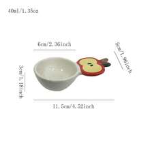Asymmetrical Ceramic Bowl, Bread Design Dipping Sauce Dish, Creative Seasoning Container With Spoon Back To School,School Supplies - Multicolor - View 29
