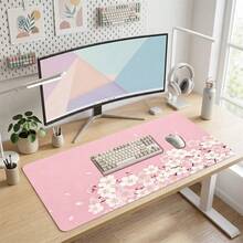 Red Background White Petal Pattern Gaming Mouse Pad, Non-Slip Rubber Desk Mat, Smooth Sliding Surface, Suitable For Computer Laptop Office Home, Floral Abstract Art Decoration, Back To School Supplies - A - View 5
