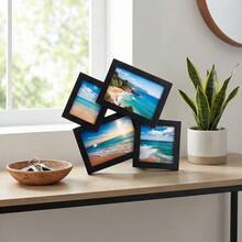 1pc 4 Openings Collage Photo Frame, Available In Black & White, Holds 4x6 & 4x4 Pictures, Wall Mount & Tabletop Multi Picture Frame With Protective PVC Panel, Home Decor Family Photo Display Frame, Ideal Gift For Anniversary & Holiday - 4-slot Collage Photo Frame - View 2