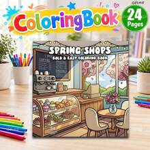 Spring Day Shop：咖啡創意塗色書，適合學生，24頁舒適塗鴉，放鬆減壓，完美適合作為家庭生日禮物、返校禮物、節日禮物 - 春日小鋪 - 查看 11