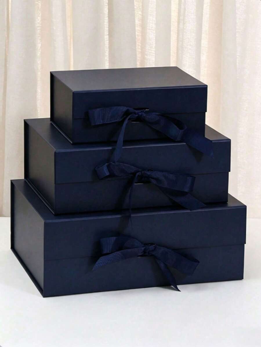 Kotak Hadiah Berhias Pita, Cocok untuk Kemasan Hadiah Acara Pesta Liburan - Berbagai gaya - View 1