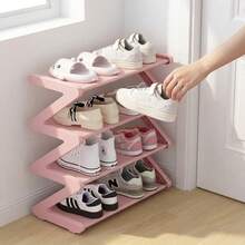 2pcs 4 Tier Z-Shaped Shoe Rack Organizer, Narrow Metal Shoe Shelf For Entryway And Small Spaces, Sturdy 8-12 Pairs Shoe Stand For Closet Floor - Multicolor - View 3