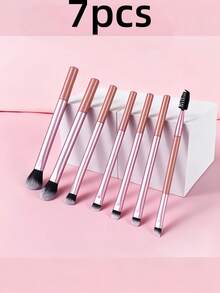1/7/10pcs Multi-Functional Makeup Brush Set, Including Powder Brush, Blush Brush, Foundation Brush, Eyeshadow Brush, Blending Brush, Contour Brush, As Well As A Beveled Round-Head And White Powder Puff - Pink - View 10