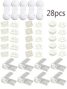 28pcs Baby Safety Protection Set, Cabinet Locks, Outlet Covers And Corner Protectors, No Drilling Required Toddler Home Safety Kit - Multicolor - View 7