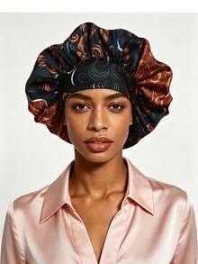 1pc Women's Plus Size Satin Sleep Bonnet, Lightweight Breathable Hair Protection Night Cap, Large Sleep Cap (Random Print Pattern) - Hair Cap 1PC - View 18