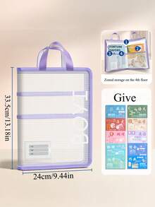 tonxiyuemu 1pc Mesh File Bag With Label Holder, Transparent Waterproof A4 Document Bag, Plastic Zipper Exam Paper Bag, Archive Bag, Subject Bag, Suitable For Learning, Exam Paper Storage, Back To School - Single Piece - View 9