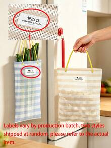 1pc Hanging Mesh Storage Bag, Striped Breathable Wall Organizer Pouch, Drawstring Grocery Holder For Kitchen, Reusable Mesh Tote Bag For Vegetables, Garlic And Ginger, Space Saving Wall Hanging Storage, Lightweight Home Kitchen Accessory - Multicolor - View 9