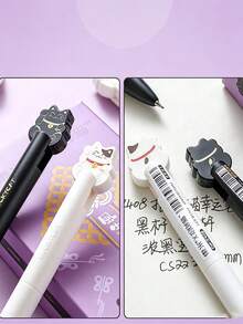 2/1 buah Pulpen Netral Berputar Gaya Cina Motif Kucing Keberuntungan, Desain Kucing Lucu, Tinta Hitam Cepat Kering 0,5mm, Makna Keberuntungan untuk Siswa, Pulpen untuk Latihan Ujian, Pulpen Cepat Kering untuk Siswa, Hadiah Kecil untuk Kelas - MultiWarna - View 4
