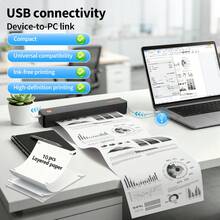 RONGTA F11B Pocket-Sized Inkless Printer for Home, Office, and School Use - No Ink Cartridges Needed, Supports Both A4 and 8.5x11 Inch Letter Size Thermal Paper, Wirelessly Connects to Phone, Laptop, or Pad for Easy Printing, Including 10 PCS Thermal Paper - Schwarz - Übersicht 9