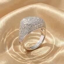 SWAROVSKI Curved Full Pave Crystal Ring, Wide Band Starry Sky Design, Birthday Gift For Girlfriend - Silver - View 7