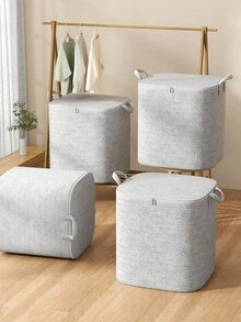 1pc Grey Large Capacity Storage Bag, Clothing Storage Bag, Miscellaneous Storage Bag, Dual-Way Alloy Zipper, Sturdy Handle, Soft Fabric, Precise Zipper, Suitable For Home Miscellaneous Storage, Clothing Organization, Seasonal Bedding Storage - Grey - View 4