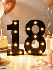 1pc 22cm Home Decoration 9-0LED Black Digital Light, Anniversary Holiday Wedding Proposal Birthday Party Decoration Digital Light, Bedside Night Light - Black Number - View 17
