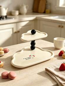 Two‑Tier Cloud‑Shaped Jewelry Tray With Black/Red Beaded Column Support&Pattern Accent Detail,Display For Perfume Watch&Accessories,Decorative Vanity Tray,Suitable For Dresser,Bedroom,Entryway,Bathroom Counter,All‑Season Household Daily Use Christmas - Multicolor - View 14