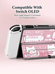 Ayotu Pink Cartoon Cat Game Console Pattern Protective Case, Compatible With Switch, Compatible With New Switch 2 (2025)/Switch NS/Switch OLED, Can Be Installed On Dock Without Removing Protective Case, Universal Game Controller Protective Cover, Switch Game Accessories, Anti-Drop, Anti-Slip, Anti-Scratch, Fashionable And Beautiful, Suitable For Autumn/Christmas/Back To School/Winter/Easter/Birthday Gifts And Other Occasions - View 3