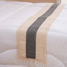 1pc Luxury Vintage Hollow Woven Tassel Bed Runner Bed Throw Decorative Blanket For Bedroom - Grey - View 8