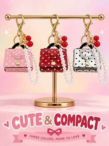 Women's Mini Coin Purse Keychain Wallet With Pearl Chain And Small Cherry, Cute Designer Bag Accessory Pendant, Suitable For Handbags And Tote Bags - Multicolor - View 6
