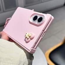 keshengtai Solid Color Heart Rabbit Phone Case With Hinge Protection, Comes With A Wrist Strap, Hard PC Back Plate Protective Phone Cover, Compatible With Samsung Galaxy Z Fold 8 Ultra, Z Fold 7, Z Fold 6, Z Fold 5 - Pink - View 7