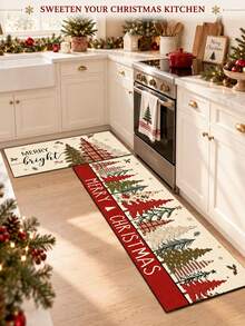 1/2 miếng thảm trang trí bếp Giáng Sinh, họa tiết cây thông Noel, thảm và miếng lót bếp mùa đông, chống trượt, có thể giặt, thấm hút, phụ kiện trang trí bếp, quà tặng lễ Giáng Sinh! - Nhiều màu - Xem 5