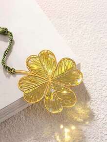 1pc Metal Leaf Bookmark, Creative Ginkgo Leaf Maple Leaf Four-Leaf Clover Artistic Vintage Style Book, Retro Bookmark, Translucent Leaf Plant Bookmark, Page Clip Gift Bookmark - Multicolor - View 7