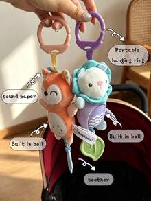 BBSKY 1pc Baby Stroller Hanging Plush Wind Chime Doll, Built-In Wind Chime And Crinkle Paper, Portable Hanging Ring Sensory Activity Doll, Suitable For Newborn Baby Gift - Multicolor - View 4