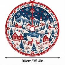 1件剪紙風雪山小鎮與馴鹿圖案聖誕樹裙，優雅配色節日裝飾，5種尺寸，中性節日禮物，適用於居家與派對聖誕裝飾 - 剪紙風雪山小鎮麋鹿 - 查看 15