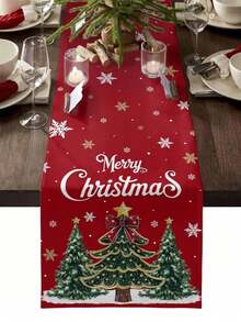Christmas Snowflake Xmas Tree Star Table Runner Party Decor Reusable Winter Xmas Kitchen Dining Table Runner Christmas Decorations - Multicolor - View 14