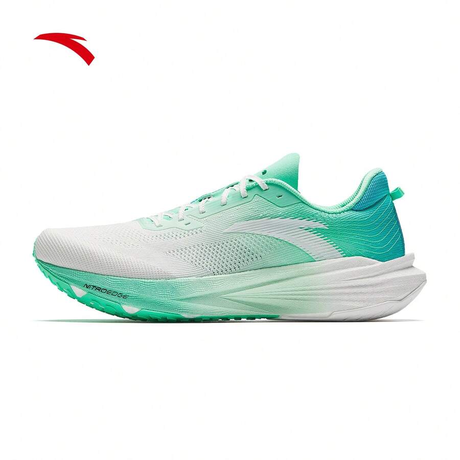 Anta Plastic Pioneer 2 Men's Nitrogen Technology Running Shoes Professional Competitive Training Carbon Plate Shock Absorption Sports Shoes - Paper White/Thousand Mountains Green-7 - View 1