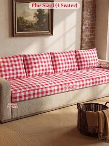 1pc Red Plaid Pattern Sofa Cover, High Elasticity, Minimalist Modern Style, Soft And Skin-Friendly, Suitable For Living Room Single Sofa, Double Sofa, Triple Sofa, L-Shaped Sectional Sofa, Multiple Occasions, Sold Individually, Autumn Home Decor - Multicolor - View 13