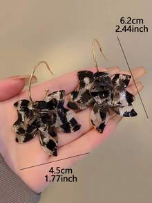 1 Pair Leopard Print Floral Exaggerated Earrings, Suitable For Women's Party, Gathering And Daily Wear, Autumn/Winter - Multicolor - View 4