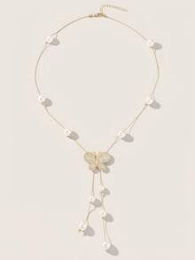 Valisandre 1pc New European And American Style Fashion Sweater Chain Long Necklace - Yellow Gold - View 2