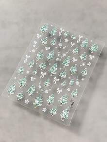 1 Sheet Christmas Tree Nail Stickers, Cute Xmas Tree Bow Snowflake Rhinestone Self-Adhesive Nail Decals, Winter Holiday Nail Art Decorations - Multicolor - View 8