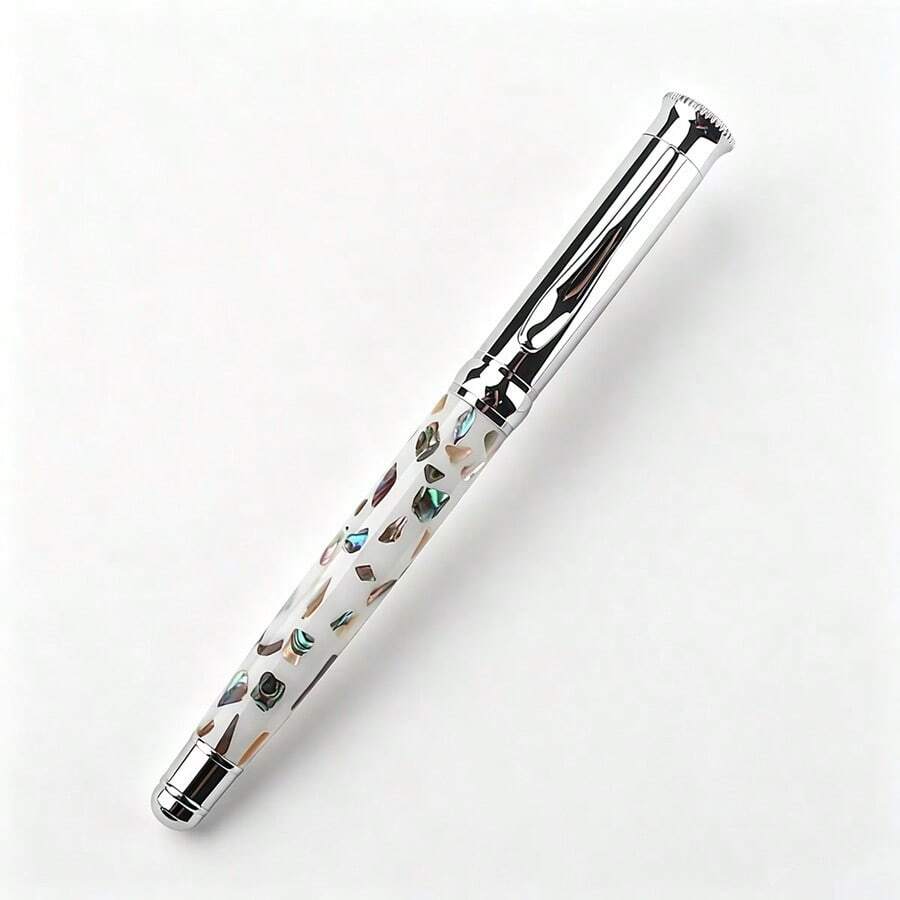 Abalone Shell Inlaid Fountain Pen Metal Silver Nib Business Signature Writing Gift Pen - 1308 - View 1