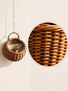 Rustic Wicker Wall-Mounted Flower Basket; Wall Decor For Houseplants; Wall-Mounted Flower Basket; Wall Decor; Floral Wall Hanging - Large 29cm*36cm*12cm - View 6