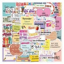 55Pcs Attendance Label Aesthetics Scrapbook Stickers Pack Funny Attendance Note Memo Sticky Notes Decoration Merch Vinyl Waterproof Stickers For Water Bottle,Computer,Laptop,Phone,Luggage,Notebook,Fridge - Multicolor - View 2